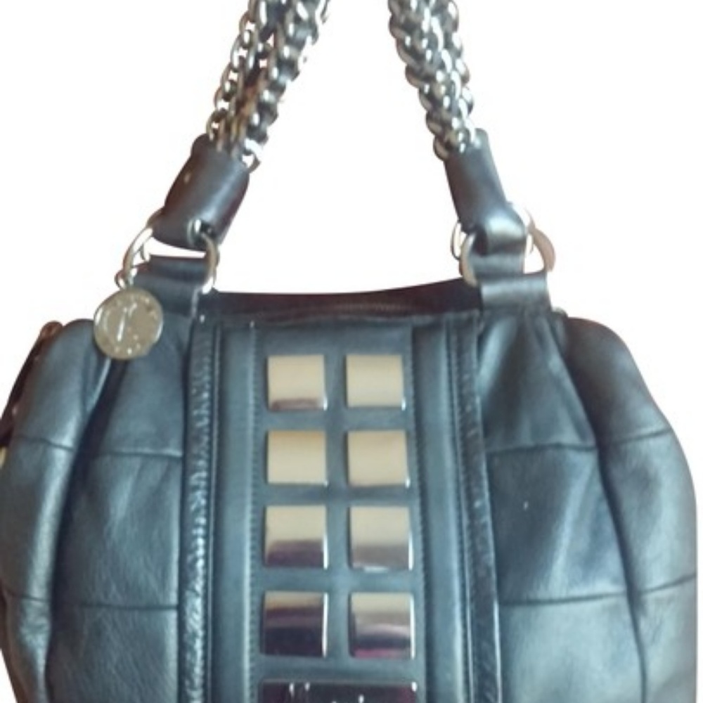 Marciano Moto Black Leather Satchel